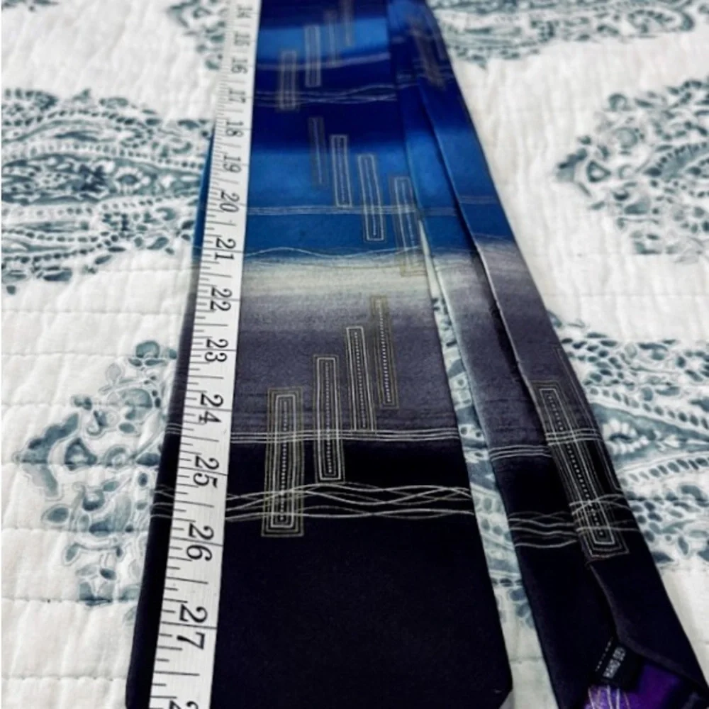 J Garcia Grateful Dead Silk Tie Robert‎ Talbott Blue Black Abstract Hand Sewn